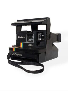 Polaroid OneStep 600 Instant Film Camera Black Rainbow Vintage 80s OS600 WORKING